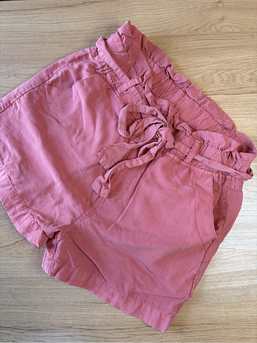 Thread & Supply Tencel Paperbag Shorts Rose Pink Mauve Tie Belt Brick Dust XS